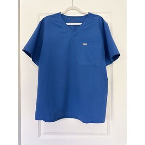 FIGS Technical Collection Scrub Top XL Blue V-Neck Healthcare Uniform Pocket